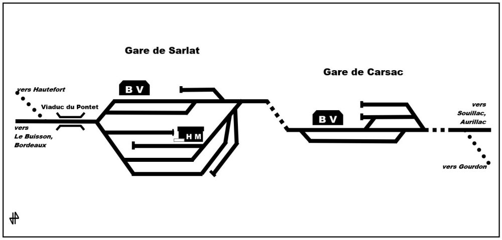 Plan gares Sarlat-Carsac